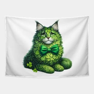 Clover Maine Coon Cat St Patricks Day Tapestry