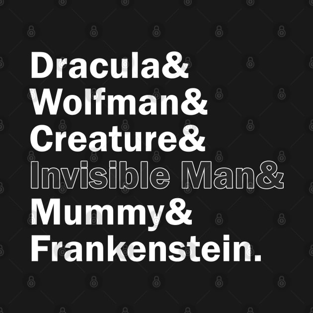 Funny Names x Universal Monsters Dracula Frankenstein Creature Mummy Wolfman by muckychris