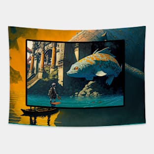 Fisherman Painting - Big Catch Tapestry