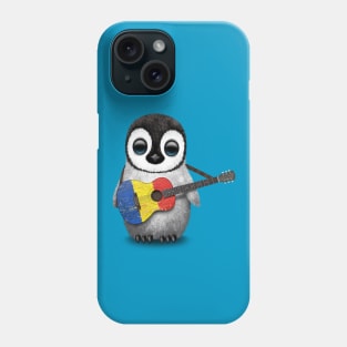 Baby Penguin Playing Romanian Flag Guitar Phone Case