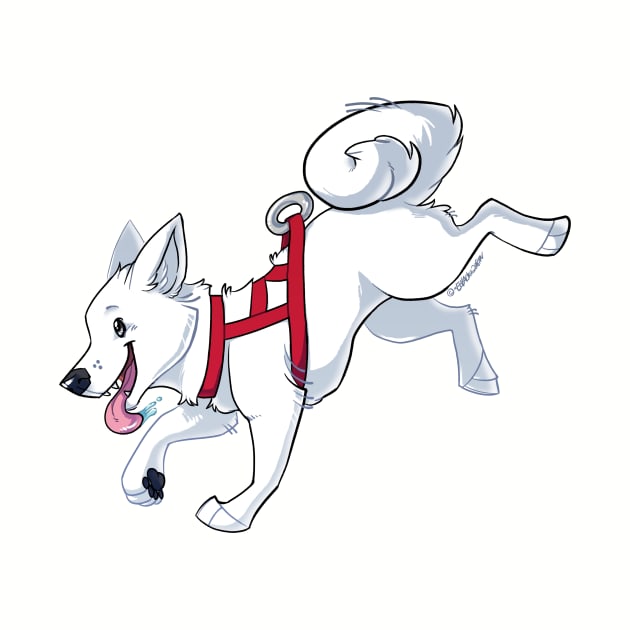 White Husky Running by Eevachu