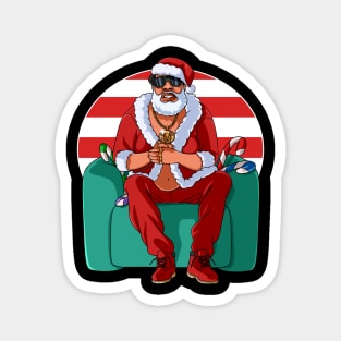 Black Santa Claus Gangster Christmas Magnet