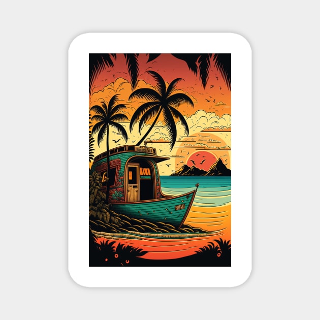 Escape to Fiji's Coral Reef Beach Cabanas Magnet by Darksavage