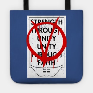 V For Vendetta "Strength Through Unity" Graffiti Poster Tote