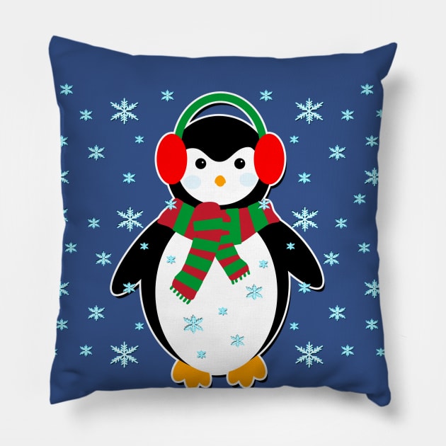 Christmas Penguin Pillow by Scar