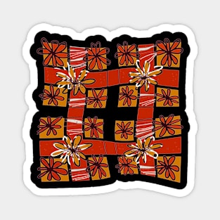 Mazipoodles Creative Floral Check Burnt Orange Magnet