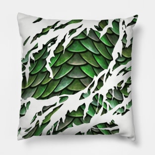 Green Dragon Scales Ripped Pillow