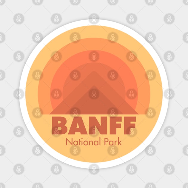 Banff National Park Retro Badge Magnet by modeoftravel