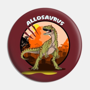 Allosaurus Dinosaur Design With Background Pin