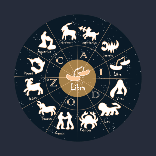 Libra, Zodiac, Astrology, Horoscope, Stars, Sun-and-moon. Birthday, Valentines-day, Holidays, T-Shirt