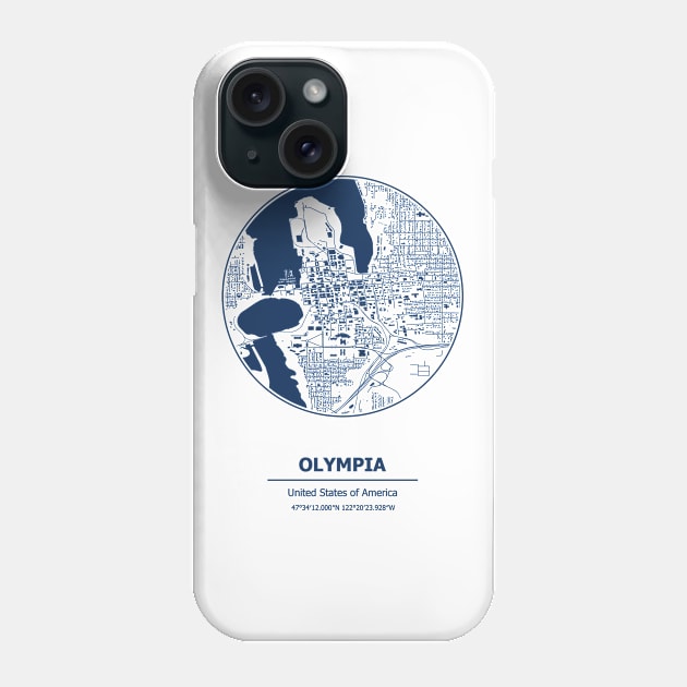 Olympia city map coordinates Phone Case by SerenityByAlex