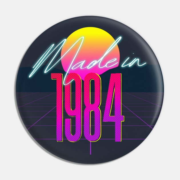 Made In 1984 ∆∆∆ VHS Retro 80s Outrun Birthday Design Pin by DankFutura