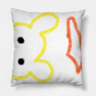 yellow red rat animal watercolor face design Pillow