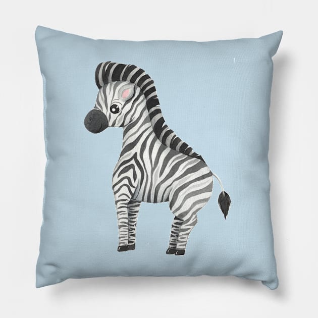 Cute Baby Zebra Pillow by FunnyMoonCosmic