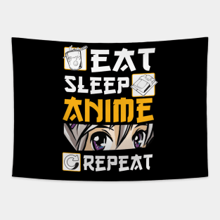 Eat Sleep Anime Repeat Merch Anime Girl Otaku Gift Anime Tapestry