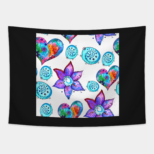 flowers and hearts and other things Tapestry by SimoneMonschein