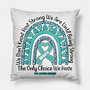 Food Allergies Awareness - rainbow leopard ribbon strong Pillow