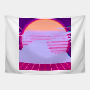 retrowave mountain VHS purple-red Tapestry