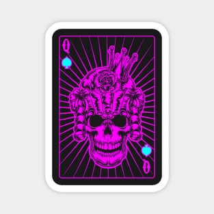 Queen of Spades Pink Skull Magnet