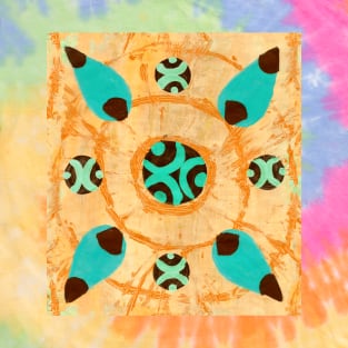 Abstract Motifs on Orange Tie Dye T-Shirt