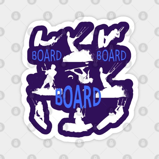 Board Board Board Kiteboard Humor White Silhouette Magnet by taiche