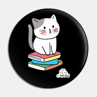 Cat Sitting On Books Pin