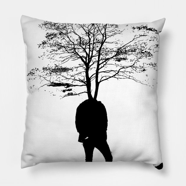 Black and White Imagination Pillow by Aziz