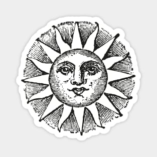 Sun Face | Sun with Face | Vintage Style Sun Illustration | Magnet