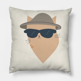 Modern Cat: Brown/Orange with Stylish Hat & Sunglasses Pillow