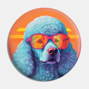 Colorful Poodle Dog Wearing Sunglasses Pop Art Pin