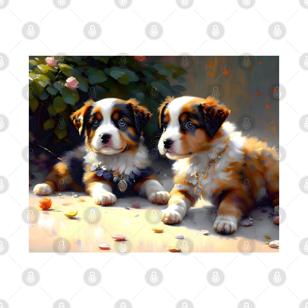 Painting of two cute puppies. by Russell102