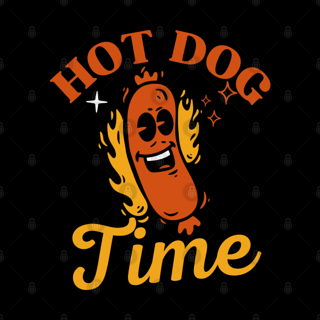 Hot Dog Time Retro Vintag Funny Hot Dog Saying by Illustradise
