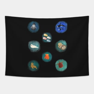 Sea Life 1 - Watercolor Print Tapestry