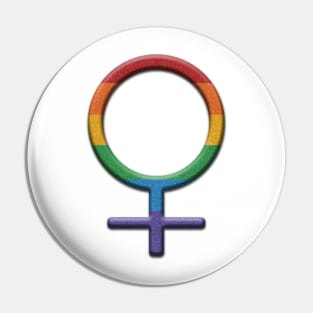 Rainbow Colored Round Lesbian Pride Female Gender Symbol Pin