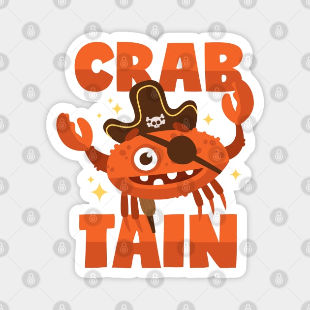 Crab Captain Pun Pirate Crabtain Magnet by voidea