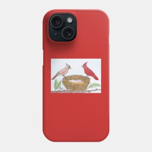 Cardinals at the Nest Phone Case