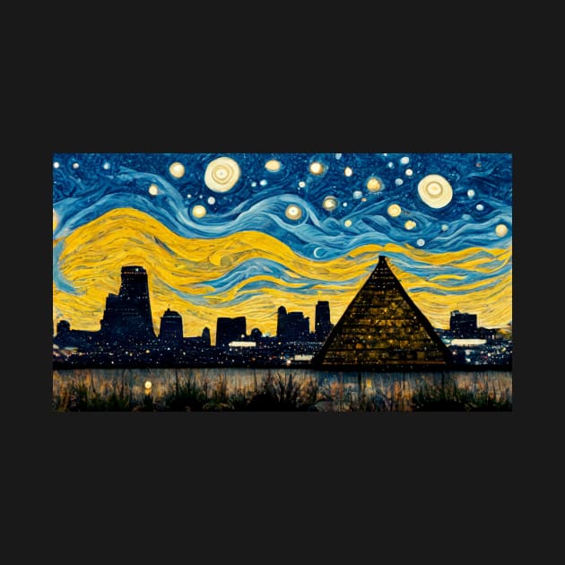 Memphis skyline like starry night by StoneyPhenix