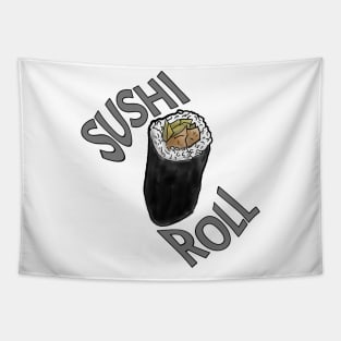 Sushi Roll - watercolour - graphical text Tapestry