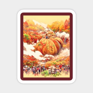 Japanese Pumpkin Fall Season Autumn Forest of Pumpkin Spice Cottage - It's Fall Time Magnet