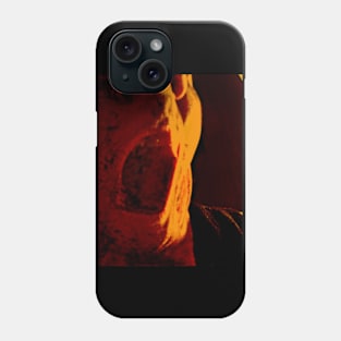 Portrait, digital collage and special processing. Mouth closeup. Rage, demon, brutal. Orange. Phone Case