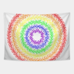 Rainbow Doodle Mandala Tapestry