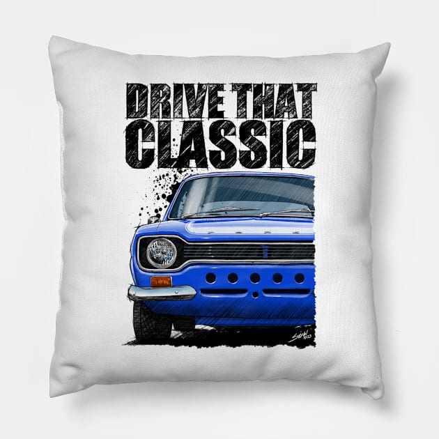 Drive that Classic Ford Escort  mk1 RS2000 Pillow by stefansautoart