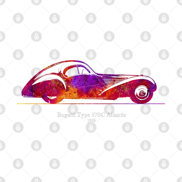 Bugatti Type 57 SC Atlantic 1936 - Colorful 02 by SPJE Illustration Photography