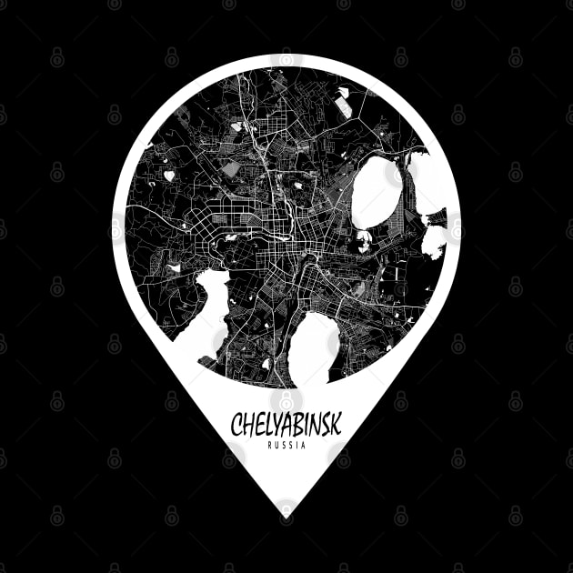 Chelyabinsk, Russia City Map - Travel Pin by deMAP Studio