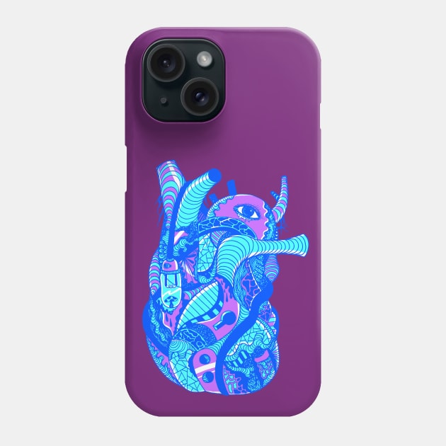 Blue Light Heart Phone Case by kenallouis