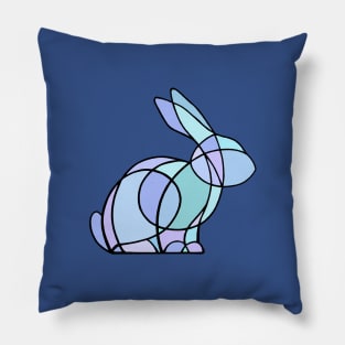 Blue stained glass rabbit Pillow