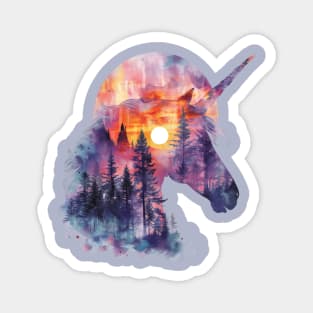 Enchanted Mystic Unicorn Sunset Magnet