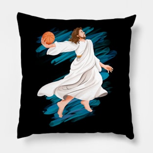 Jesus is playing basket ball Pillow