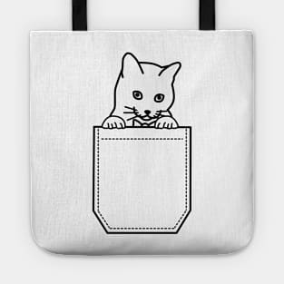 Cute Cat In My Pocket - Black Tote