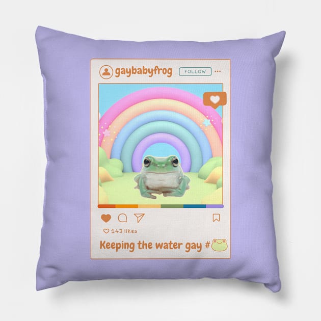 Frogs Keeping the Water Gay! Pillow by SpiralBalloon